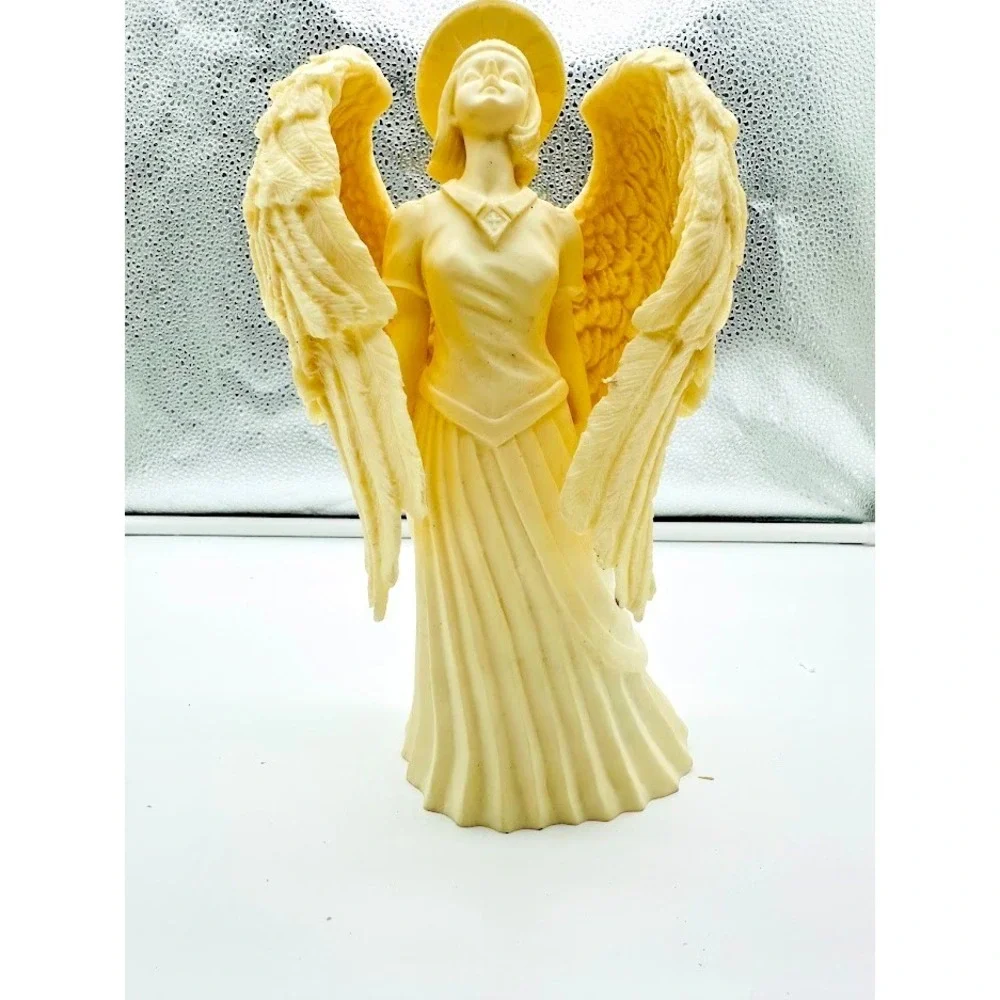 Vintage Angel Lighted Figurine Statue Halo Wings Religious Decor Works Great‎